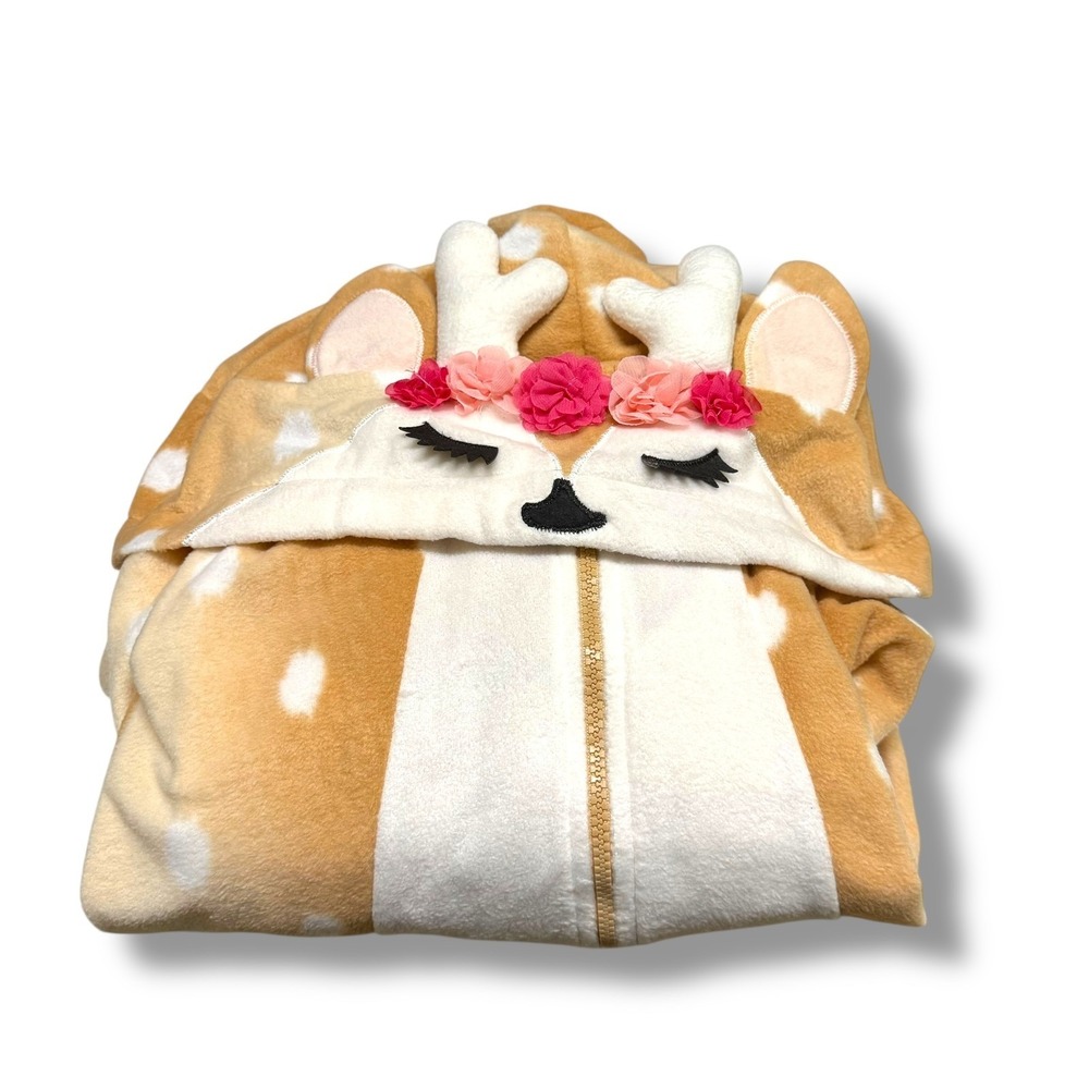 New Women Plus Size 1X/2X Deer Fawn Union Suit Hooded Spotted‎ Fleece Brown - Picture 1 of 8